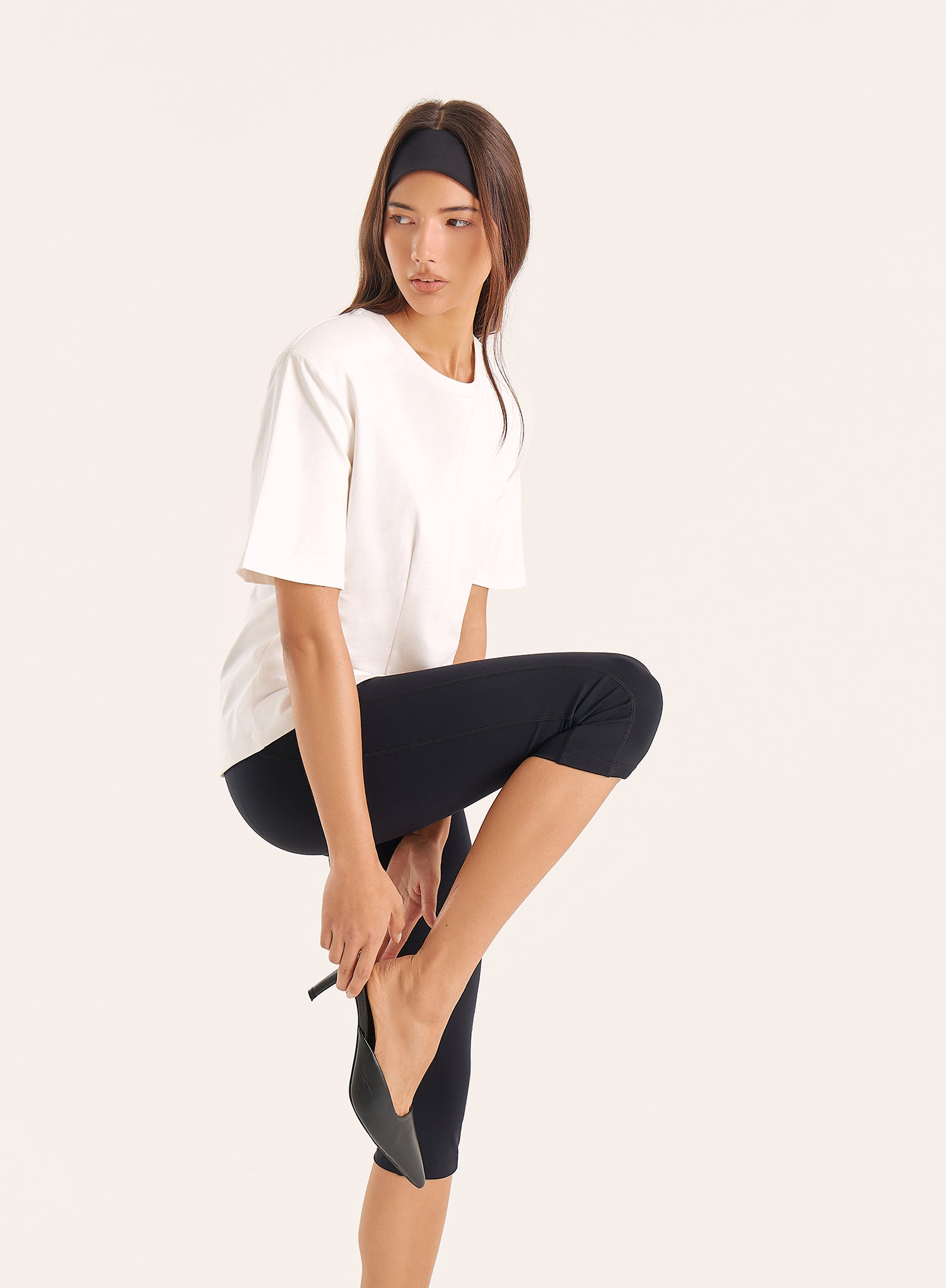 White Shoulder Pad Peplum T-Shirt